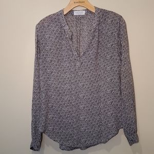 Print Button Up V-neck Petite Velvet